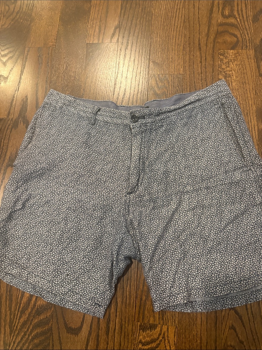 Banana Republic Men's Blue Printed Aiden Casual Linen Blend Shorts Sz 33